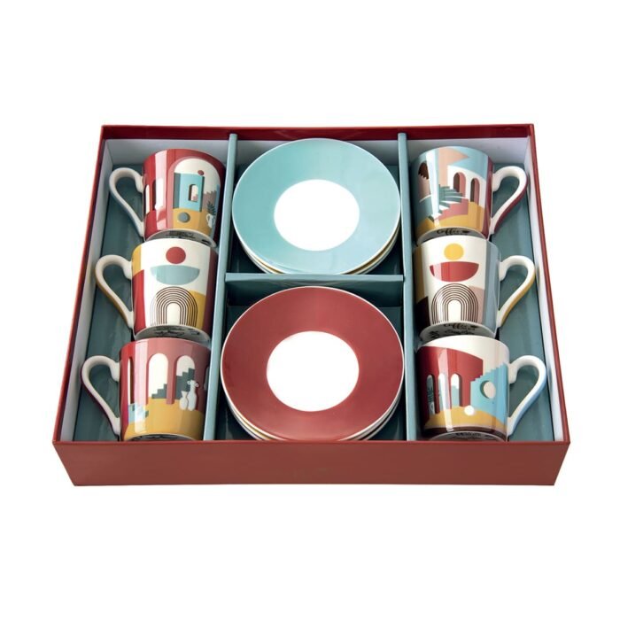 COFFRET 6 TASSES A CAFE EN PORCOLAINE ILLUSION EASY LIFE R0126-ILLU