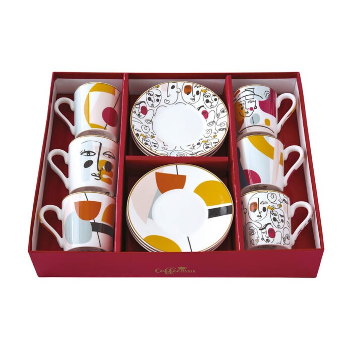 COFFRET 6 TASSES A CAFE EN PORCELAINE MODERNISM EASY LIFE R0126-MODN