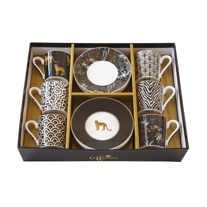 COFFRET 6 TASSES A CAFE EN PORCELAINE COFFE MANIA SAVANA EASY LIFE R0126-SAVA